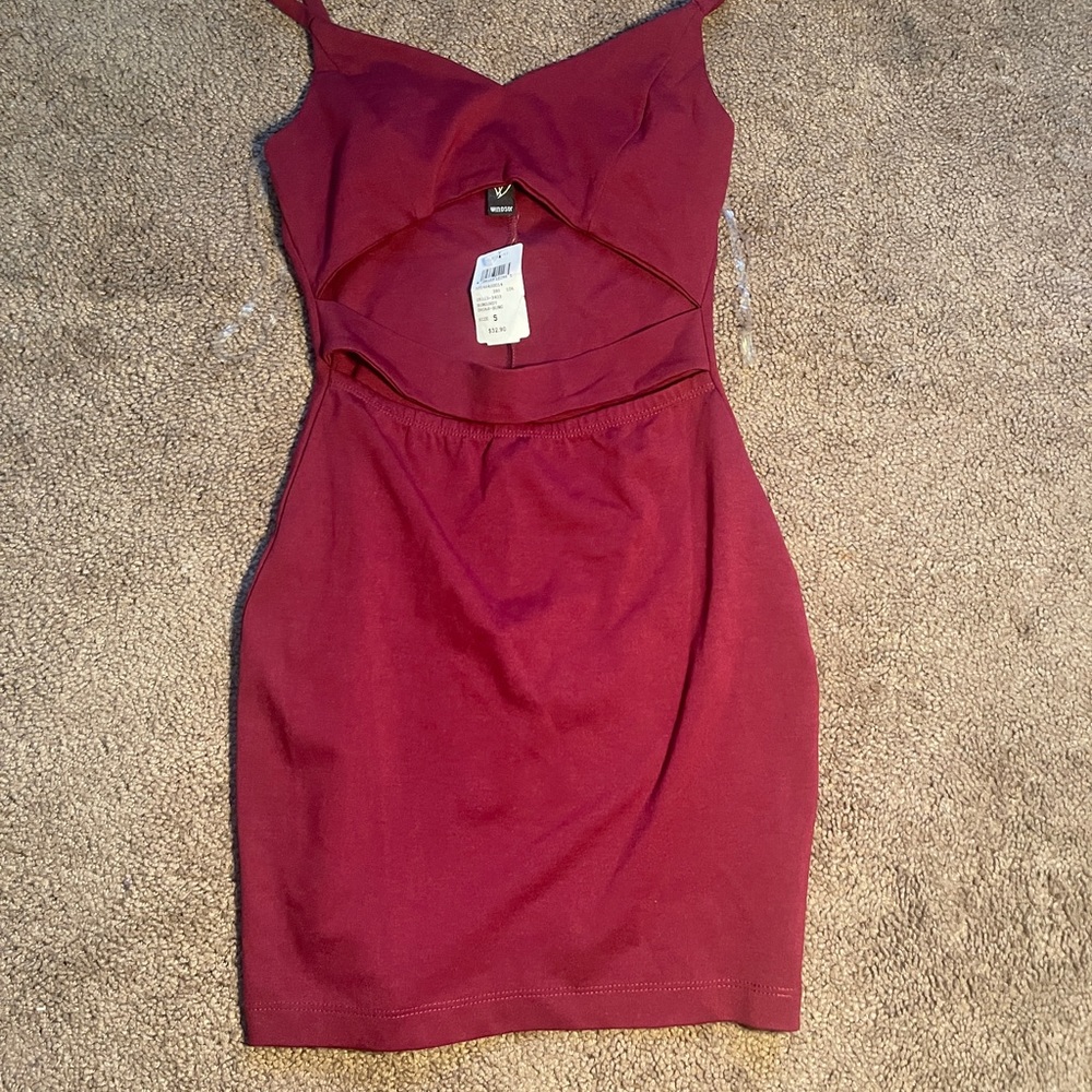 Burgendy Midi Dress Mini Dress